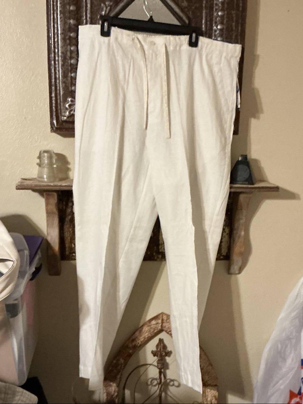 Cubavera Men's Cream Drawstring Linen Joggers